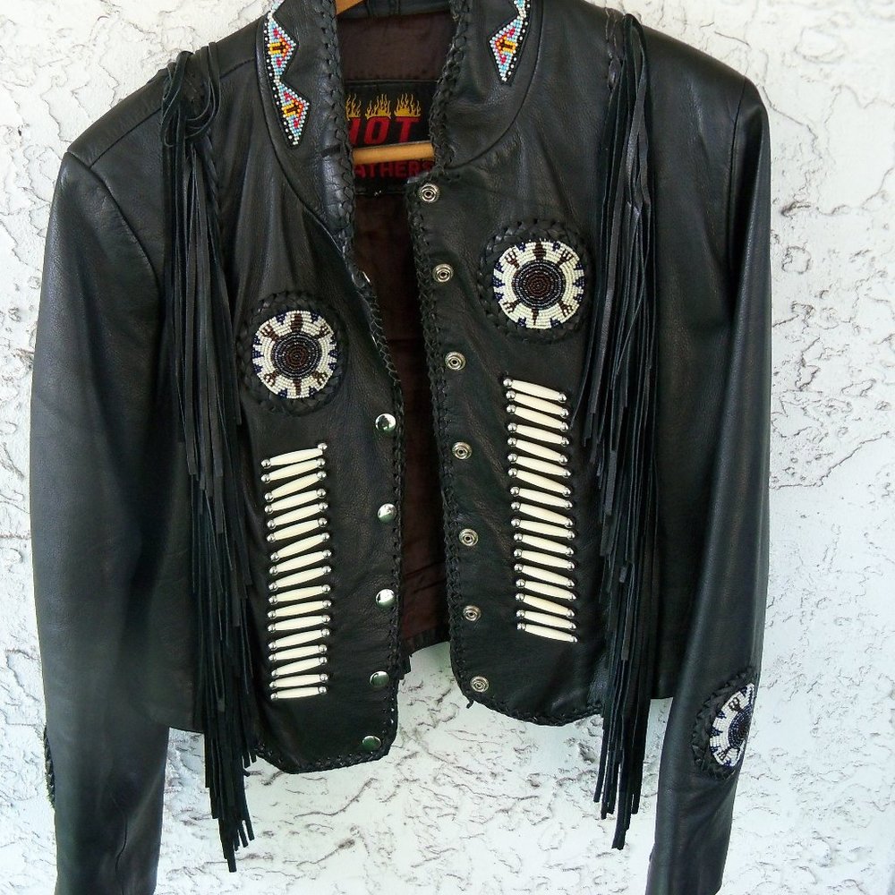Fringe and beaded Black Ladies jacket
